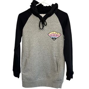 Dutch Bros Coffee SMALL Gray + Black Hoodie W/Yellow+Pink+Blue Front Pocket 1992